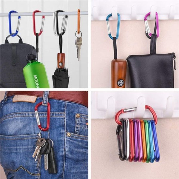 10 Pack Carabiners D Ring Clamps Durable Keychains Camping Accessories Suitable For Outdoor Fishing Hiking Backpacks Other Camping