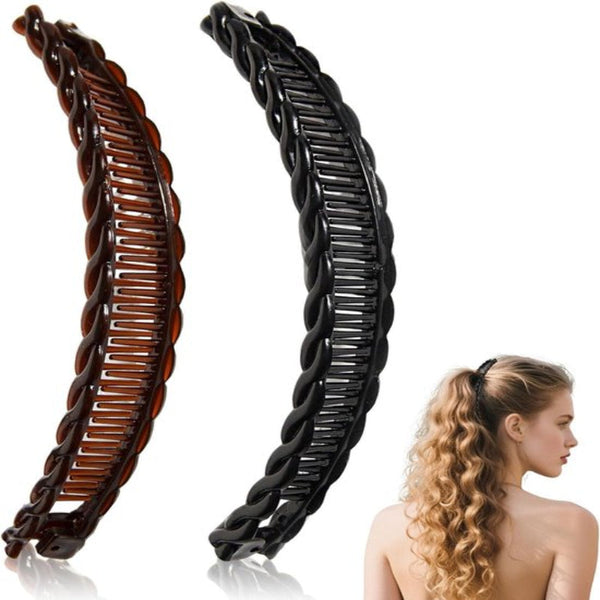 A2 Pack Banana Hair Clips Comb Double Long Fishtail Suitable For Women And Girls Hair Accessories