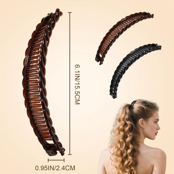 A2 Pack Banana Hair Clips Comb Double Long Fishtail Suitable For Women And Girls Hair Accessories