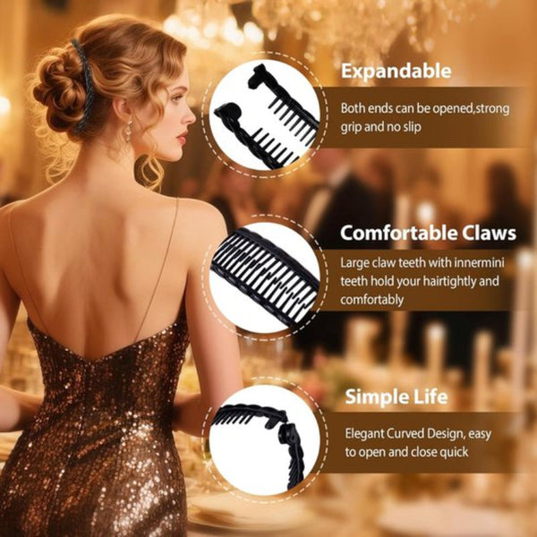 A2 Pack Banana Hair Clips Comb Double Long Fishtail Suitable For Women And Girls Hair Accessories