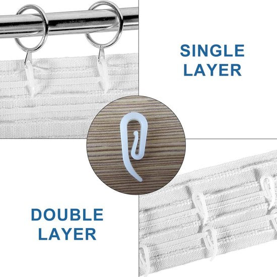 100 Curtain Hooks G Shaped Reinforced White For Shower Windows Accessories Curtain Poles & Accessories