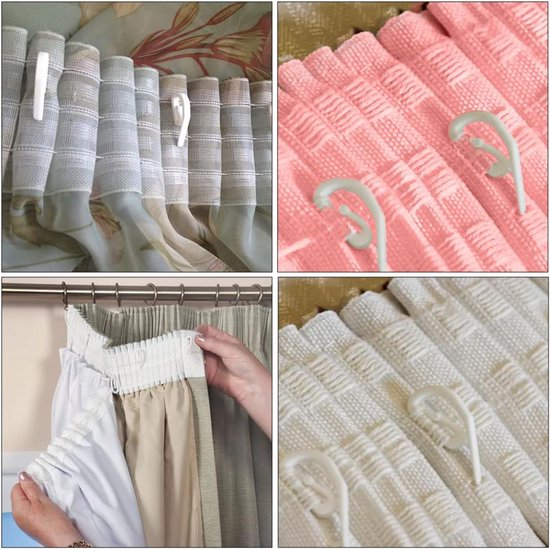 100 Curtain Hooks G Shaped Reinforced White For Shower Windows Accessories Curtain Poles & Accessories