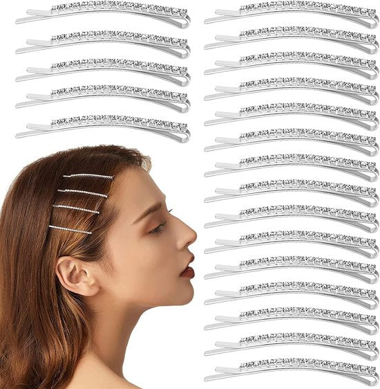 20 Pcs Sparkling Silver Rhinestone Hair Clips Metal Decorative Accessories Hair Accessories