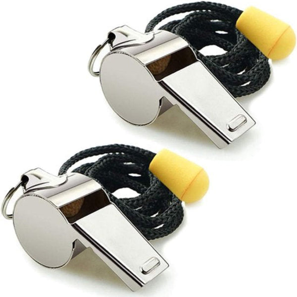 Whistle Stainless Steel Sports With Lanyard High Volume For Survival And Rescue Suitable Coaches Referees Match Officials 2 Pcs Safety Whistles