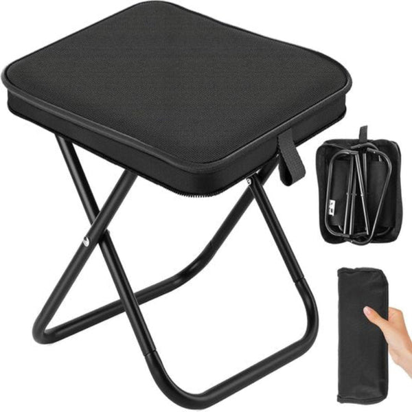 Folding Chair Fishing Stool Camping Mini Outdoor Suitable For Travel Picnics Hiking Gardening (Black) Camping Chairs