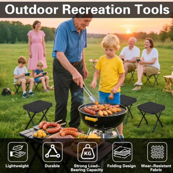 Folding Chair Fishing Stool Camping Mini Outdoor Suitable For Travel Picnics Hiking Gardening (Black) Camping Chairs