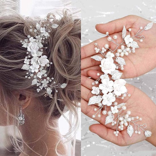 Pearl Flower Bridal Silver Vine Wedding Comb For Women Hair Accessories