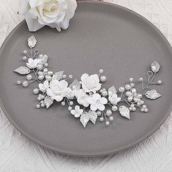 Pearl Flower Bridal Silver Vine Wedding Comb For Women Hair Accessories