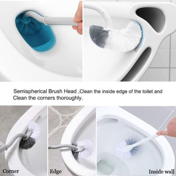 Toilet Brush With Rim Cleaning Curved Hanging S Shaped 2 Pcs Toilet Brushes & Holders