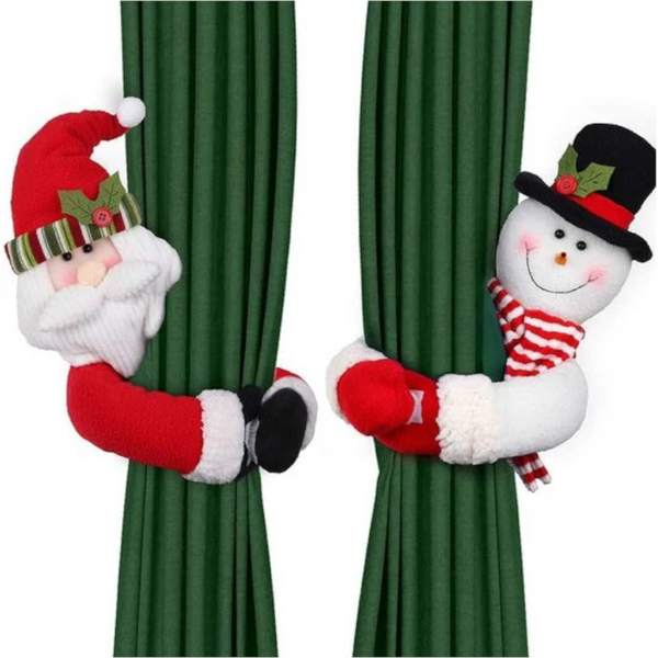 Christmas Snowman Curtain Ties Set Of 2 Festive Home Decor Seasonal Decorations