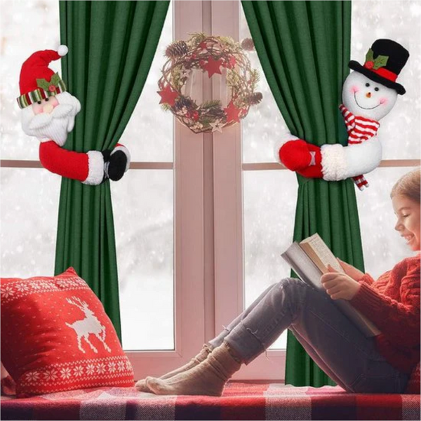 Christmas Snowman Curtain Ties Set Of 2 Festive Home Decor Seasonal Decorations