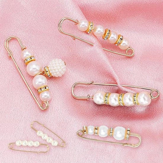 8Pcs Safety Pins Decorative Can Be Used To Fasten Clothes Trousers Skirts Vests Necklaces Imitation Pearl Suitable For Women Girls Brooches