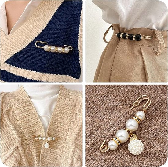 8Pcs Safety Pins Decorative Can Be Used To Fasten Clothes Trousers Skirts Vests Necklaces Imitation Pearl Suitable For Women Girls Brooches