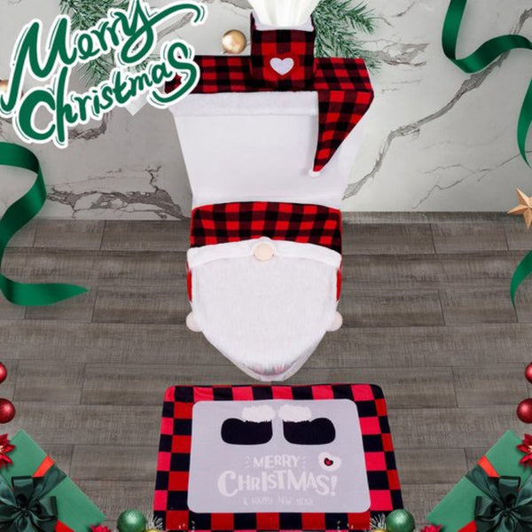 Christmas Gnome Toilet Seat Cover Set 4 Piece Bathroom Decor Toilet Seats