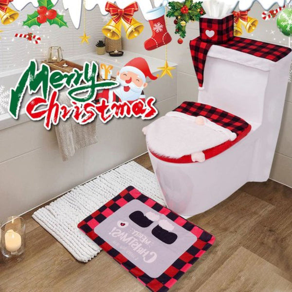 Christmas Gnome Toilet Seat Cover Set 4 Piece Bathroom Decor Toilet Seats