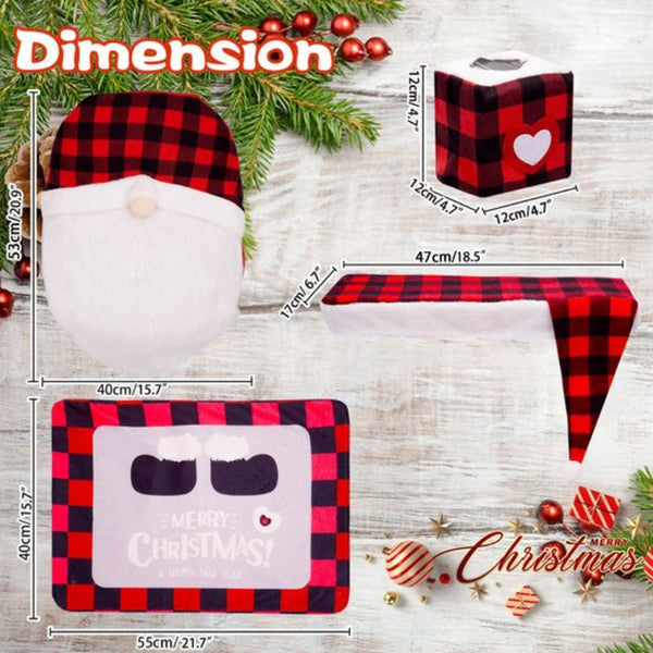 Christmas Gnome Toilet Seat Cover Set 4 Piece Bathroom Decor Toilet Seats