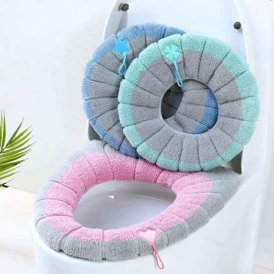 3 Pack Toilet Seat Covers Soft And Comfortable Winter With Hanging Ring Reusable Universal Easy Install Pink Green Blue Toilet Seats