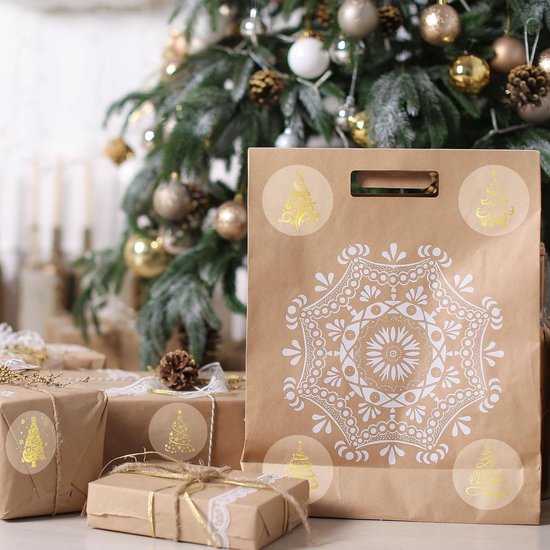 Gold Foil Christmas 500 Sheets Vintage Tree & Merry Designs Stickers