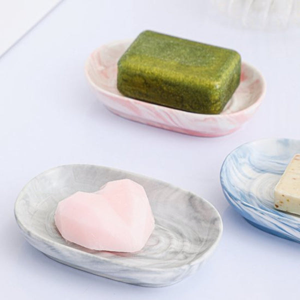 Soap Dish Ceramic Non Slip Marble Bathroom Holder Suitable For Shower Kitchen Travel Pink Soap Dishes & Dispensers
