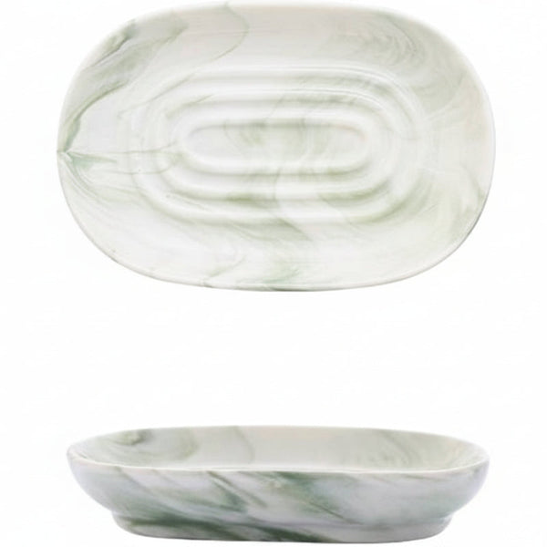 Ceramic Soap Dish Non Slip Marble Bathroom Holder Suitable For Bathrooms Shower Rooms Kitchens And Travel Green Soap Dishes & Dispensers