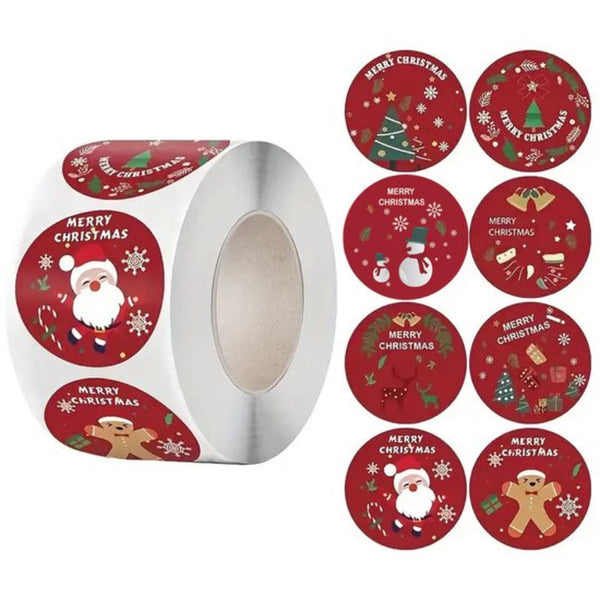 500Pcs Christmas Self Adhesive Round Gift Labels For Crafts & Packaging Stickers