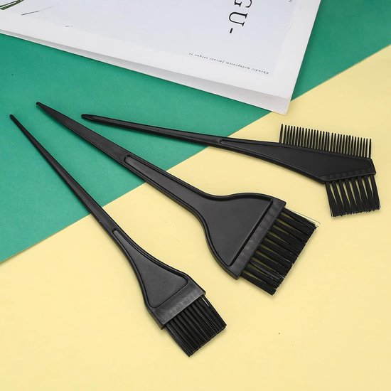 Hair Dye Brush 4 Piece Set And Mixing Bowl Double Sided Styling Tools Diy Comb Includes Black Hair Colouring