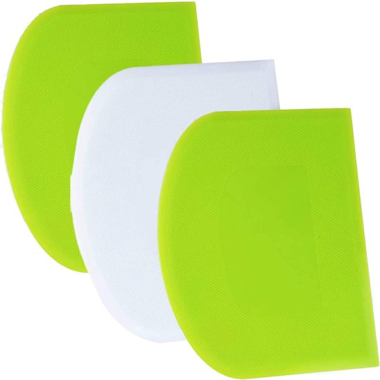 Dough Scraper 3 Piece Bread Flexible Bowl Home Baking Supplies Green And White Cake Scrapers