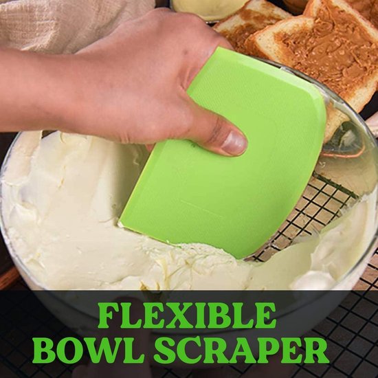 Dough Scraper 3 Piece Bread Flexible Bowl Home Baking Supplies Green And White Cake Scrapers