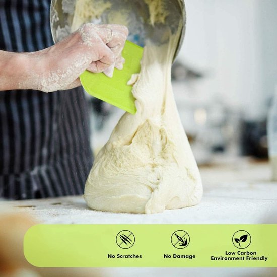 Dough Scraper 3 Piece Bread Flexible Bowl Home Baking Supplies Green And White Cake Scrapers