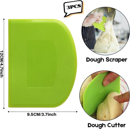 Dough Scraper 3 Piece Bread Flexible Bowl Home Baking Supplies Green And White Cake Scrapers
