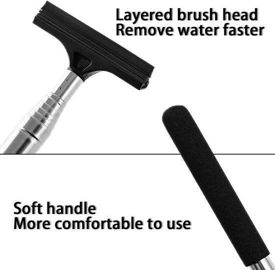 Telescopic Rearview Mirror Wiper 2 Piece Set Extends To 98Cm Portable Cleaning Tool For All Vehicles Black Other Car Cleaning