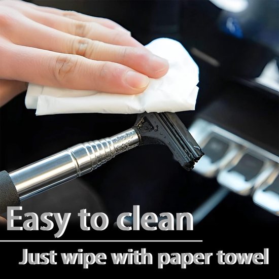 Telescopic Rearview Mirror Wiper 2 Piece Set Extends To 98Cm Portable Cleaning Tool For All Vehicles Black Other Car Cleaning