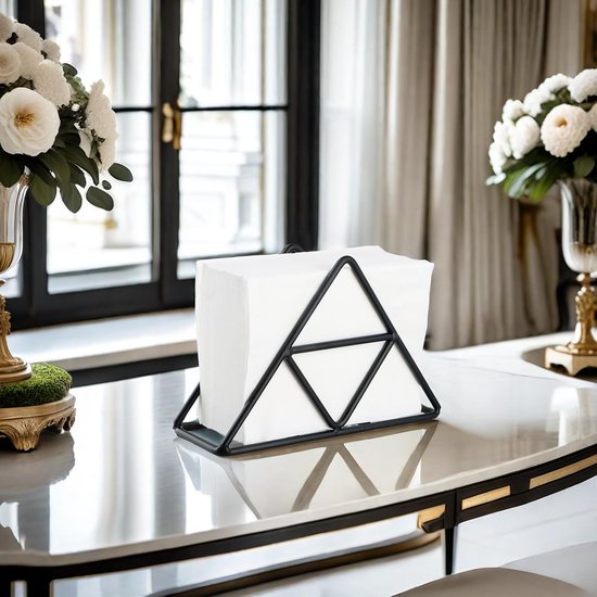 Stainless Steel Black Triangular Napkin Holder Tissue Metal Countertop Dining Table Picnic Organizer Napkin Rings & Holders