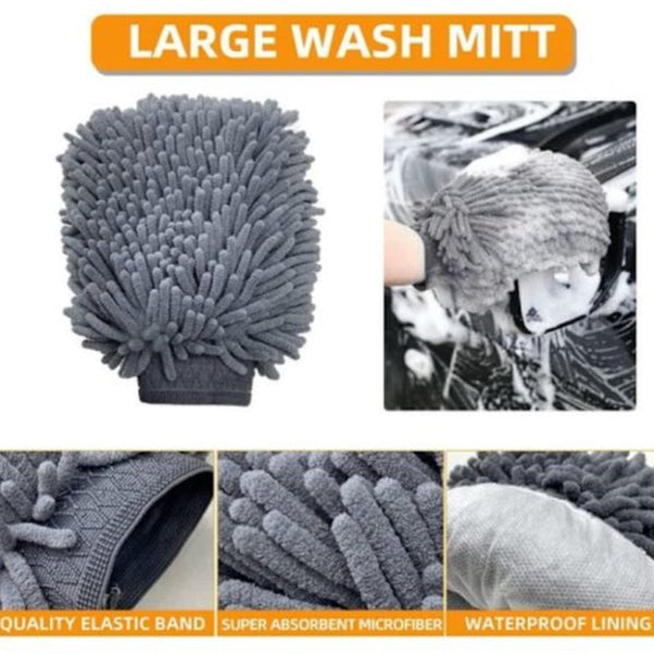 10 Piece Car Wash Polishing Set Professional Tool Brushes Microfiber Cloths Storage Box Black Grey Waxes & Polishes