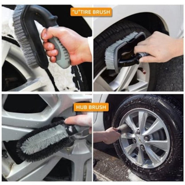 10 Piece Car Wash Polishing Set Professional Tool Brushes Microfiber Cloths Storage Box Black Grey Waxes & Polishes