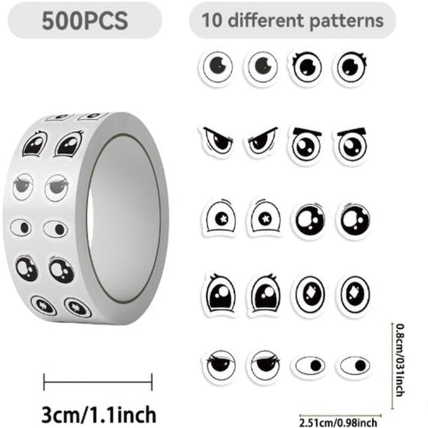 500 Sheets Emoji Eye Diy Journaling & Craft Supplies Stickers