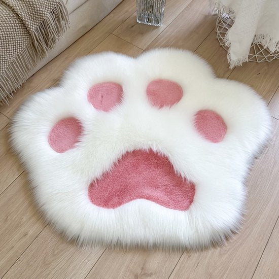 Cute Non Slip Rug In The Shape Of An Animal Paw Soft White And Pink Suitable For Bedroom Living Room. Rugs