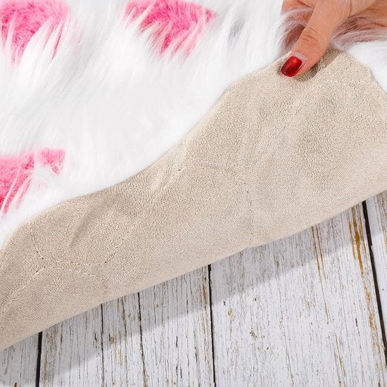 Cute Non Slip Rug In The Shape Of An Animal Paw Soft White And Pink Suitable For Bedroom Living Room. Rugs