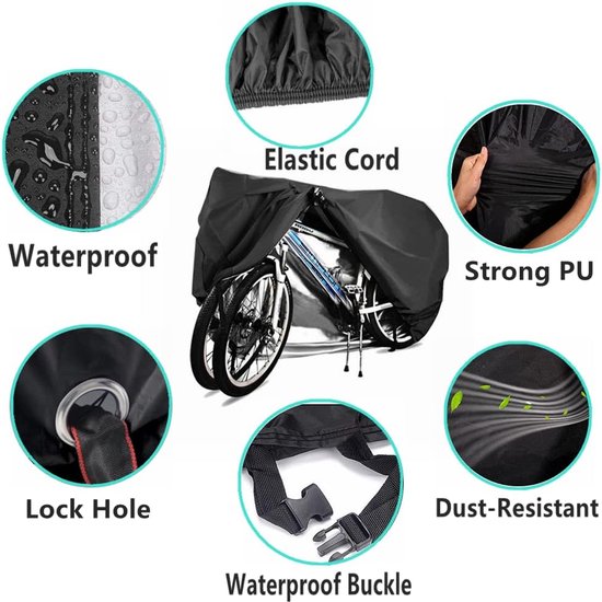 Bicycle Cover Suitable For 2 Bicycles Waterproof Outdoor Use Uv Protective With Lock Hole Mountain Bikes And Electric Bike Covers