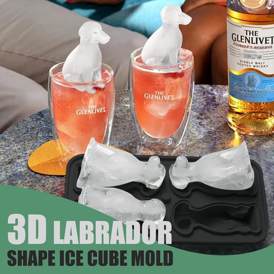 3D Labrador Ice Cube Mold With Integrated Funnel Dog Friendly Shape Silicone & Easy De Molding Ice Cubes Trays & Moulds