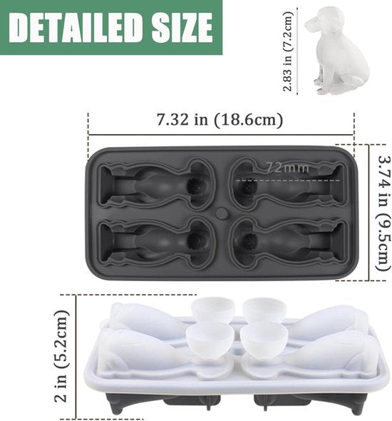 3D Labrador Ice Cube Mold With Integrated Funnel Dog Friendly Shape Silicone & Easy De Molding Ice Cubes Trays & Moulds