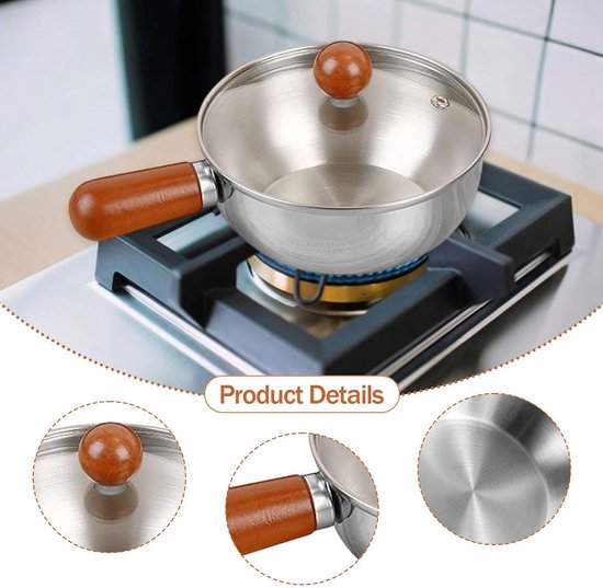 Stainless Steel Breakfast Bowl Small Walnut Wood Pot For One Person Suitable Fruit Salad Yoghurt And Muesli 13Cm With Lid Spoon Bowls
