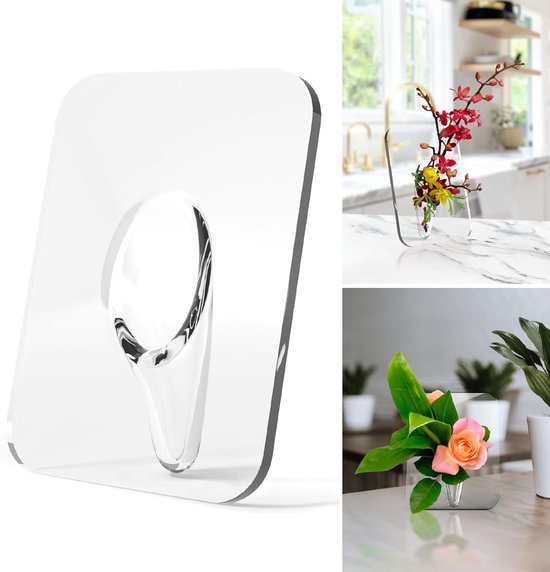 Minimalist Home Decor Vase Cute Flower Stand Photo Frame Style Acrylic Material 8 X 6 Inches Suitable For Tabletop Transparent Version Vases