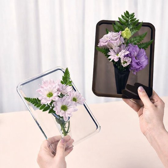 Minimalist Home Decor Vase Cute Flower Stand Photo Frame Style Acrylic Material 8 X 6 Inches Suitable For Tabletop Transparent Version Vases
