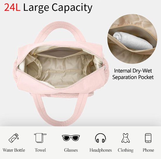 Sports Bag Waterproof Travel 24 Liter Carry Zippered Lightweight And Durable Suitable For Gym Training Pink Gym Bags