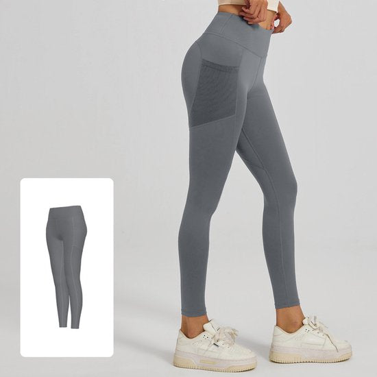 Slim Fit High Waist Yoga With Pockets Gray Xxl Pants