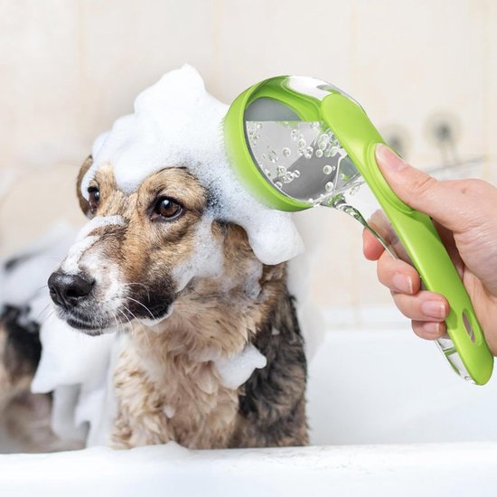 Dog Wash Brush With Soap Dispenser & Long Handle For Efficient Grooming Dog Grooming