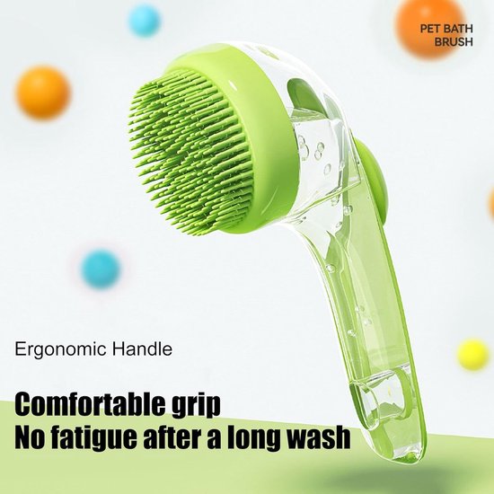 Dog Wash Brush With Soap Dispenser & Long Handle For Efficient Grooming Dog Grooming