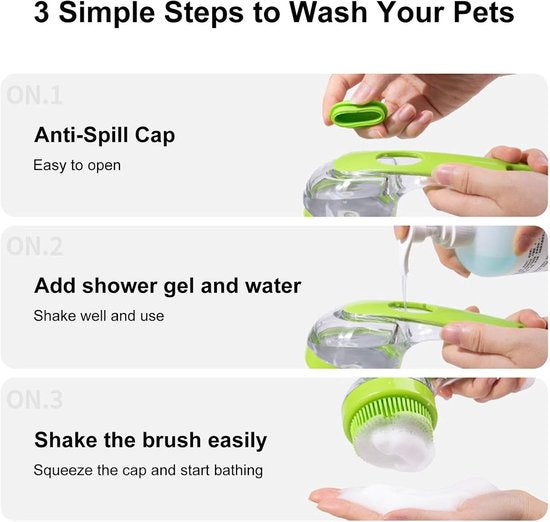 Dog Wash Brush With Soap Dispenser & Long Handle For Efficient Grooming Dog Grooming
