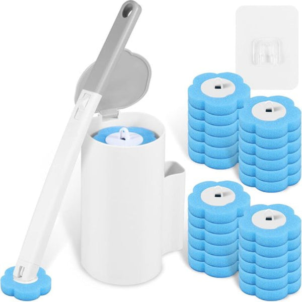 Toilet Brush Set With 24 Replaceable Heads And Storage Station Toilet Brushes & Holders